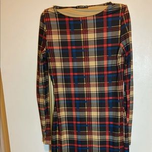 Long Sleeve Plaid Dress